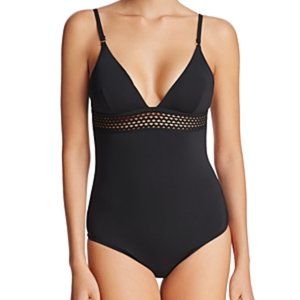 Heidi Klum Intimates Womens Jasmine Lace Inset Convertible One-Piece Swimsuit
